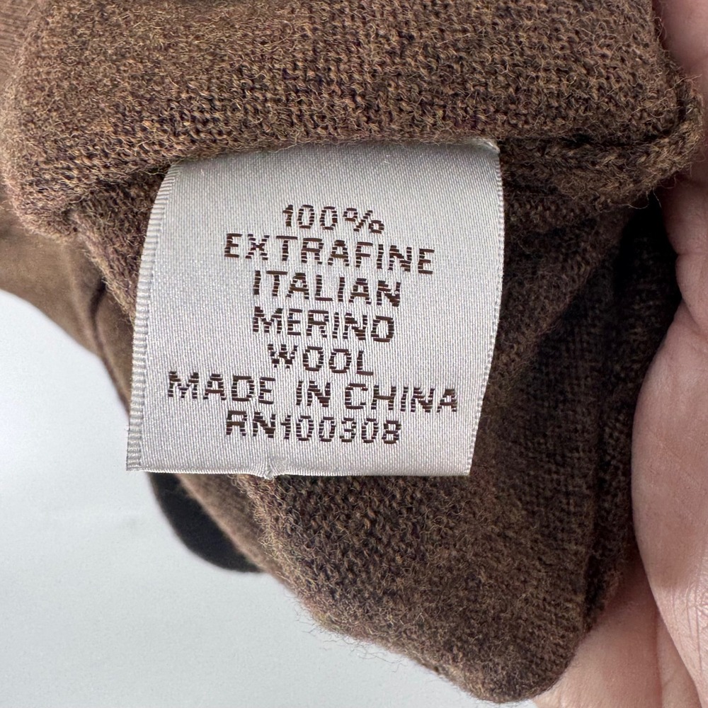 Peter Millar Mens Brown 100% Extrafine Italian Merino Wool Quarter Zip Sweater M - Picture 7 of 10